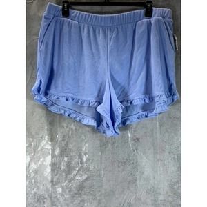 Bar III Women's Plus Blue Whisper High-Rise Ruffled Terry Pull-On Shorts SZ 3X